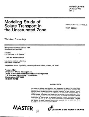 Modeling study of solute transport in the unsaturated zone: Workshop proceedings