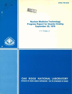 Nuclear Medicine Technology. Progress Report for Quarter Ending September 30, 1978