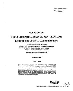 Users guide Geologic Spatial Analysis (GSA) programs remote geologic analysis project