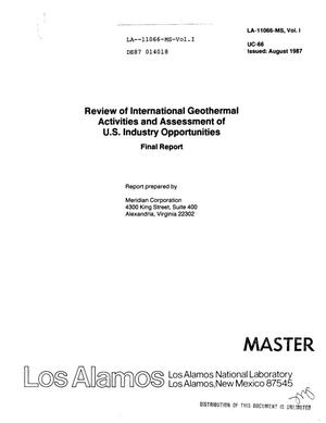 Review of international geothermal activities and assessment of US industry opportunities: Final report