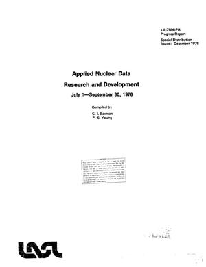Applied nuclear data research and development. Progress report, July 1--September 30, 1978