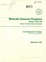 Report: Materials Sciences programs, fiscal year 1978: Office of Basic Energy…
