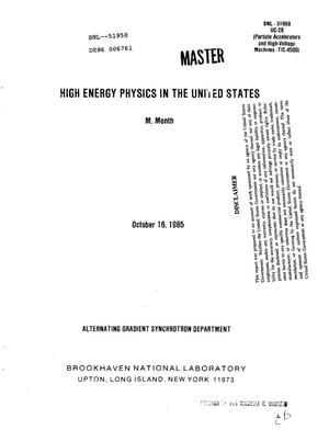 High energy physics in the United States