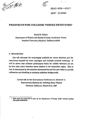 Prospects for collider vertex detectors