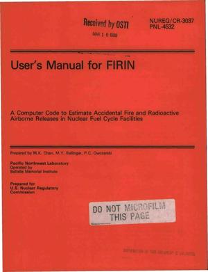 A computer code to estimate accidental fire and radioactive airborne releases in nuclear fuel cycle facilities: User's manual for FIRIN