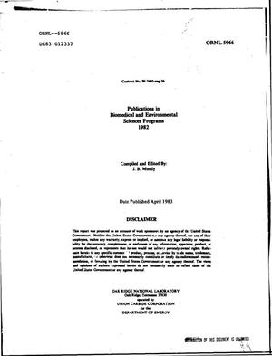 Publications in biomedical and environmental sciences programs, 1982