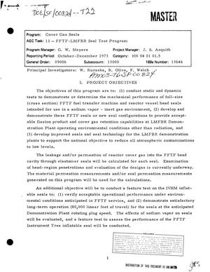 11 - FFTF-LMFBR seal test program, October-December 1973