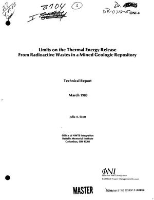 Limits on the thermal energy release from radioactive wastes in a mined geologic repository