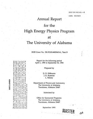 High Energy Physics Program at the University of Alabama