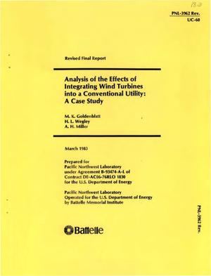 Analysis of the effects of integrating wind turbines into a conventional utility: a case study. Revised final report