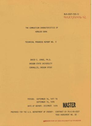 Combustion characteristics of hemlock bark. Technical progress report No. 8, September 16, 1977--September 15, 1978