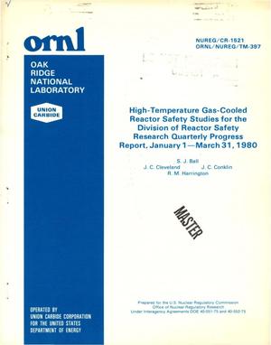 High-Temperature Gas-Cooled Reactor Safety Studies for the Division of Reactor Safety Research. Quarterly Progress Report, January 1-March 31, 1980