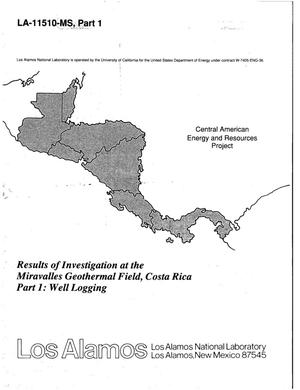 Primary view of object titled 'Results of investigation at the Miravalles Geothermal Field, Costa Rica: Part 1, Well logging. Resultados de las investigaciones en el campo geotermico de Miravalles, Costa Rica: Parte 1, Registros de pozos'.