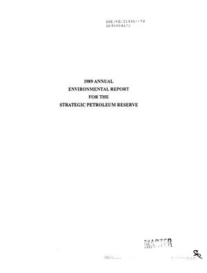 Primary view of object titled '1989 Annual environmental report for the Strategic Petroleum Reserve'.