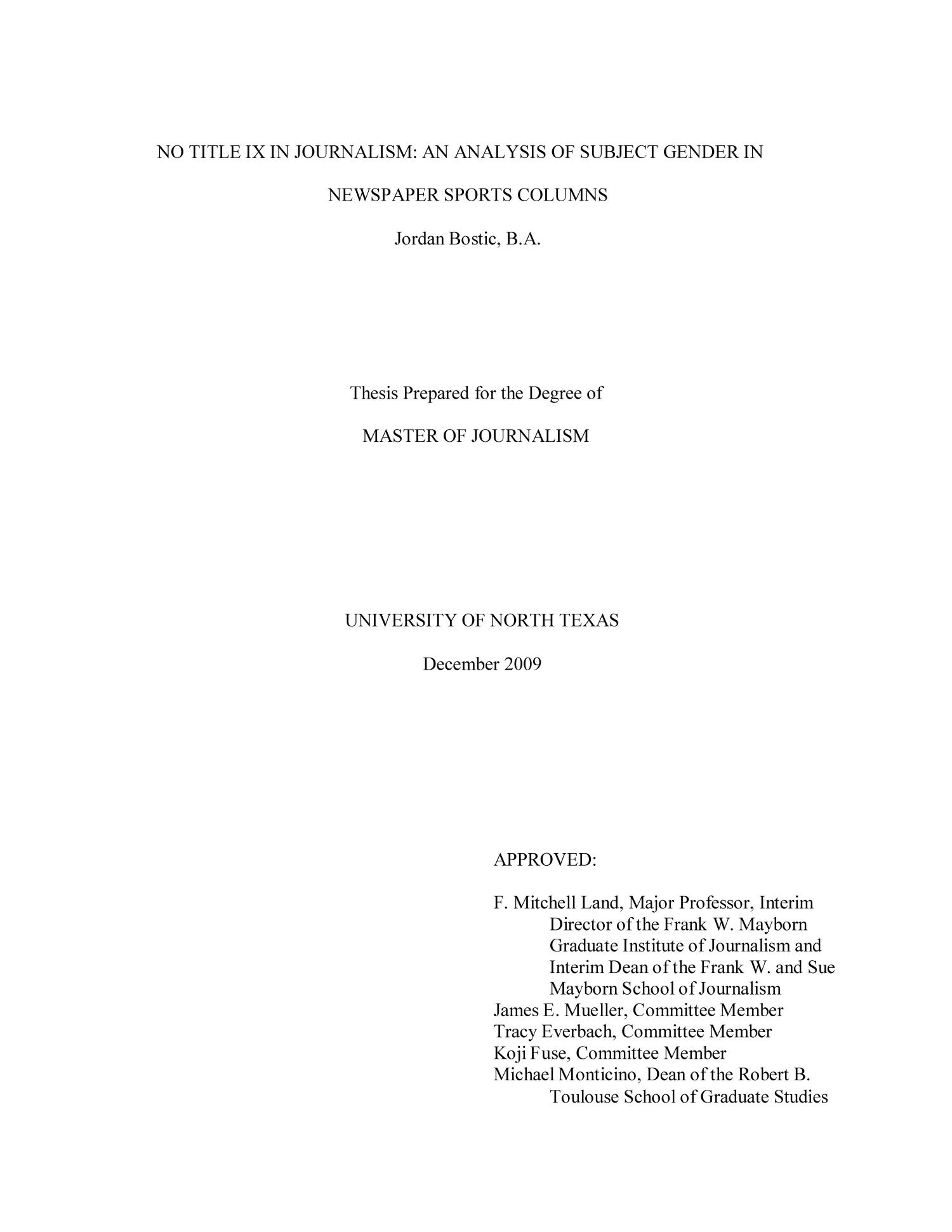 sport science masters thesis