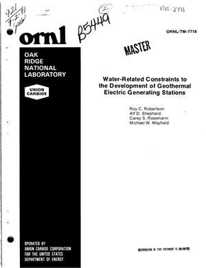 Water-related constraints to the development of geothermal electric generating stations