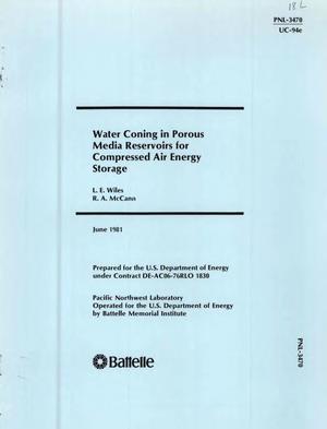 Water coning in porous media reservoirs for compressed air energy storage