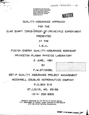 Quality-Assurance Approach for the Elmo Bumpy Torus Proof-of-Principal Experiment