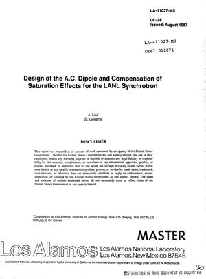 Design of the ac dipole and compensation of saturation effects for the LANL synchrotron