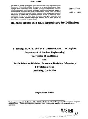 Release rates in a salt repository by diffusion