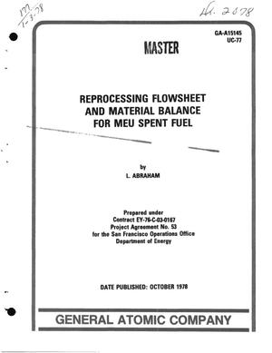 Reprocessing flowsheet and material balance for MEU spent fuel