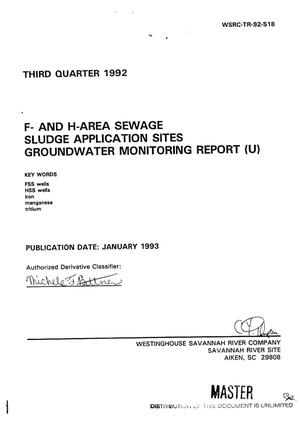 F- and H-Area Sewage Sludge Application Sites groundwater monitoring report, third quarter 1992