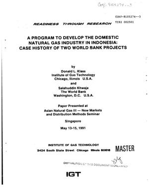 A program to develop the domestic natural gas industry in Indonesia: Case history of two World Bank projects