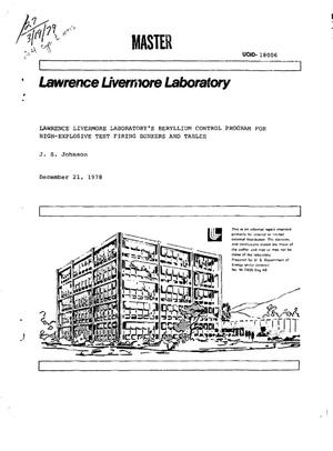 Lawrence Livermore Laboratory's Beryllium Control Program for High-Explosive Test Firing Bunkers and Tables