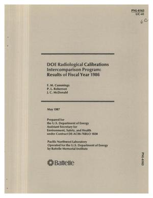 DOE radiological calibrations intercomparison program: Results of fiscal year 1986