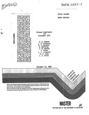 Polymer highlights for September 1975