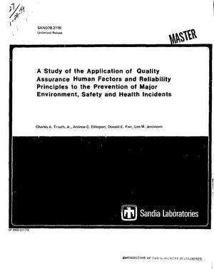 Application of quality assurance human factors and reliability principles to the prevention of major environment, safety, and health incidents
