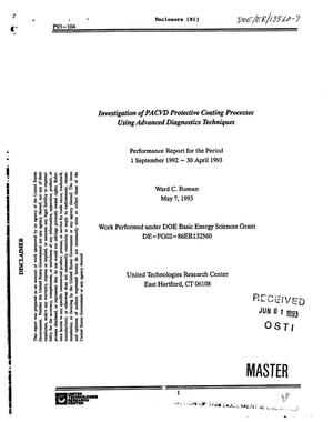 Investigation of PACVD protective coating processes using advanced diagnostics techniques