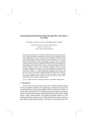 Documenting Institutional Knowledge Through TRAC Self-Audit: A Case Study