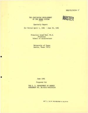 Continuing development of the DEROB system. Quarterly report, April 1, 1981-June 30, 1981