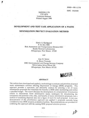 Development and Test Case Application of a Waste Minimization Project Evaluation Method