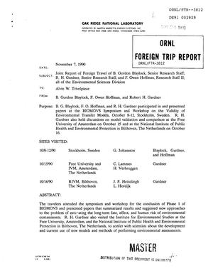 Report of Foreign Travel of Environmental Sciences Research Staff, October 1990
