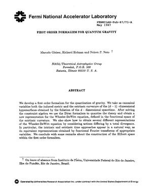 First order formalism for quantum gravity