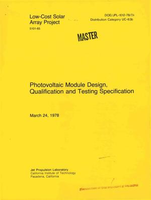 Photovoltaic module design, qualification and testing specification