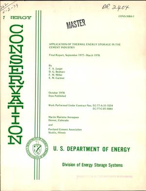 Application of thermal energy storage in the cement industry. Final report, September 1977--March 1978