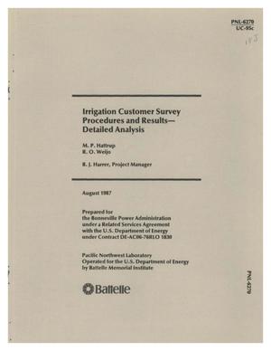 Irrigation customer survey procedures and results: Detailed analysis