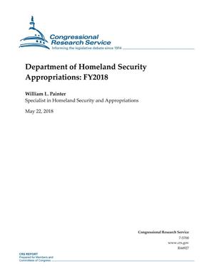 Primary view of object titled 'Department of Homeland Security Appropriations: Fiscal Year 2018'.