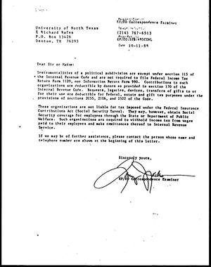 [Letter from Correspondence Examiner to Richard Rafes, November 11, 1988]