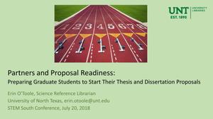 Partners and Proposal Readiness: Preparing Graduate Students to Start Their Thesis and Dissertation Proposals