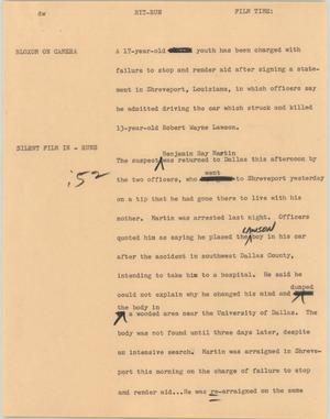 Primary view of object titled '[News Script: Hit-run]'.