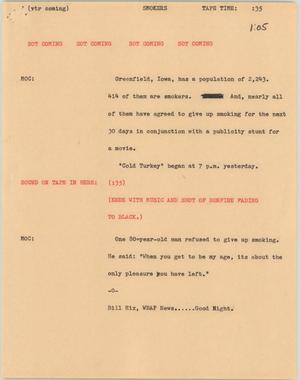 Primary view of object titled '[News Script: Smokers]'.