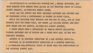 Primary view of object titled '[News Script: Matthews murder charge]'.