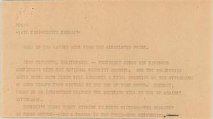 Primary view of object titled '[News Script: Conference with security council]'.