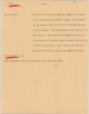 Primary view of object titled '[News Script: Mets]'.