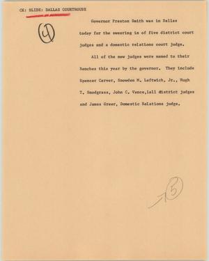 Primary view of object titled '[News Script: Dallas Courthouse Judges]'.