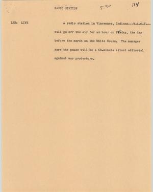 Primary view of object titled '[News Script: Radio station]'.